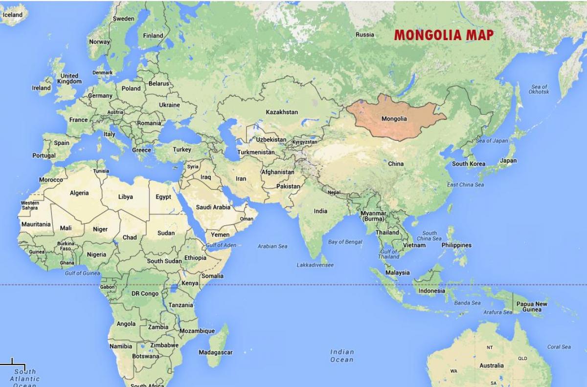 världskarta som visar Mongoliet