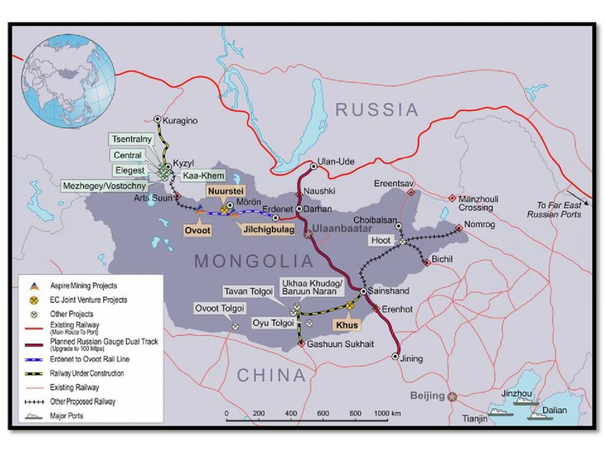 Mongoliska järnvägen karta