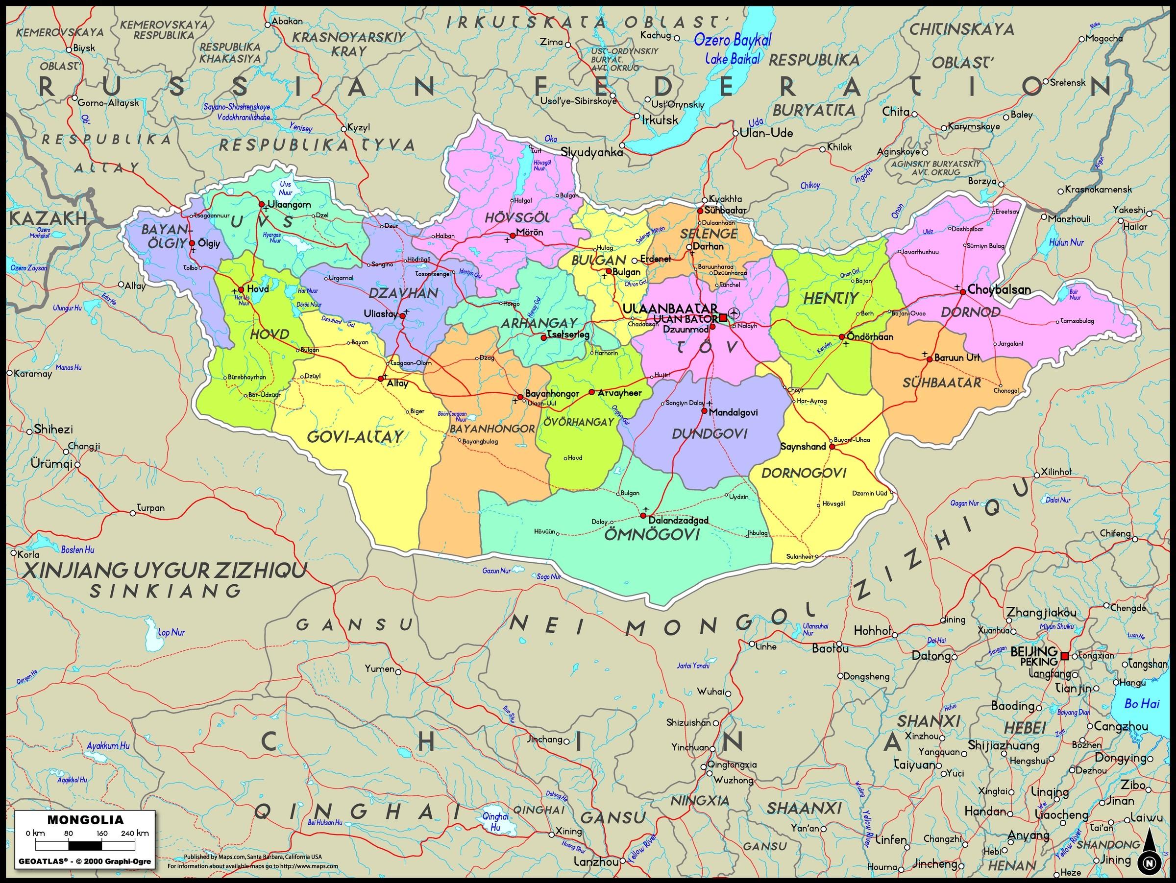 Karta över Mongoliet – Karta 2020