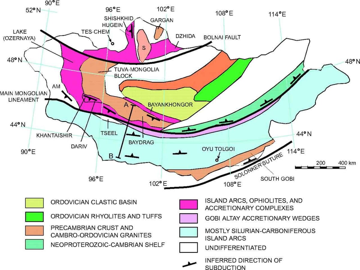 karta över geologisk karta över Mongoliet