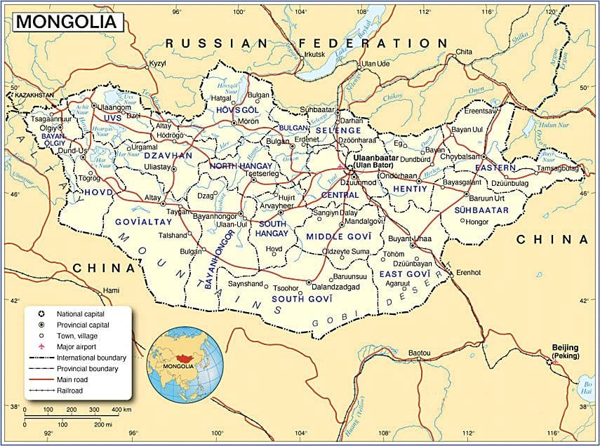 Mongoliet turist karta