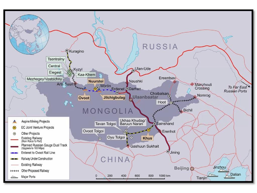 Mongoliska järnvägen karta