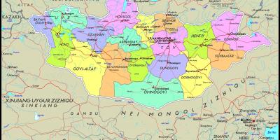 Fysisk karta över Mongoliet
