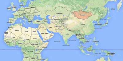 Världskarta som visar Mongoliet